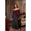 image:imageScarlet Darkness Corset Tops for Women Long Sleeve Renaissance Shirt BlouseWine Red