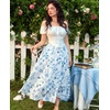 image:imageScarlet Darkness Floral Maxi Skirts for Women Summer Victorian Long SkirtBluewhite Floral