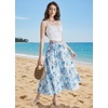 image:imageScarlet Darkness Floral Maxi Skirts for Women Summer Victorian Long SkirtBoho Blue