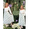 image:imageScarlet Darkness Floral Maxi Skirts for Women Summer Victorian Long SkirtGreen Floral