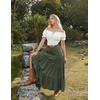 image:imageScarlet Darkness Long Skirts for Women Flowy Tiered Renaissance Maxi SkirtArmy Green