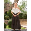 image:imageScarlet Darkness Long Skirts for Women Flowy Tiered Renaissance Maxi SkirtCoffee
