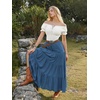 image:imageScarlet Darkness Long Skirts for Women Flowy Tiered Renaissance Maxi SkirtDenim Blue