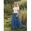 image:imageScarlet Darkness Long Skirts for Women Flowy Tiered Renaissance Maxi SkirtDenim Blue