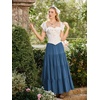 image:imageScarlet Darkness Long Skirts for Women Flowy Tiered Renaissance Maxi SkirtDenim Blue