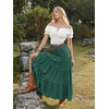 image:imageScarlet Darkness Long Skirts for Women Flowy Tiered Renaissance Maxi SkirtForest Green