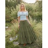 image:imageScarlet Darkness Long Skirts for Women Flowy Tiered Renaissance Maxi SkirtOlive Green