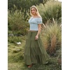 image:imageScarlet Darkness Long Skirts for Women Flowy Tiered Renaissance Maxi SkirtOlive Green