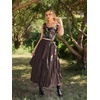 image:imageScarlet Darkness Long Skirts for Women Ruffled Flowy Renaissance Maxi SkirtDark Brown