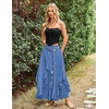 image:imageScarlet Darkness Long Skirts for Women Ruffled Flowy Renaissance Maxi SkirtDenim Blue