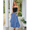 image:imageScarlet Darkness Long Skirts for Women Ruffled Flowy Renaissance Maxi SkirtDenim Blue