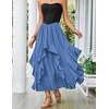 image:imageScarlet Darkness Long Skirts for Women Ruffled Flowy Renaissance Maxi SkirtDenim Blue