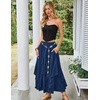image:imageScarlet Darkness Long Skirts for Women Ruffled Flowy Renaissance Maxi SkirtNavy Blue