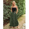 image:imageScarlet Darkness Long Skirts for Women Ruffled Flowy Renaissance Maxi SkirtOlive Green