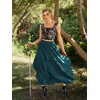 image:imageScarlet Darkness Long Skirts for Women Ruffled Flowy Renaissance Maxi SkirtPeacock Blue