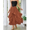 image:imageScarlet Darkness Long Skirts for Women Ruffled Flowy Renaissance Maxi SkirtRust