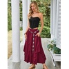 image:imageScarlet Darkness Long Skirts for Women Ruffled Flowy Renaissance Maxi SkirtWine