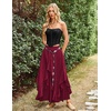 image:imageScarlet Darkness Long Skirts for Women Ruffled Flowy Renaissance Maxi SkirtWine