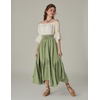 image:imageScarlet Darkness Maxi Skirts for Women Flowy Boho Renaissance SkirtLight Olive Green
