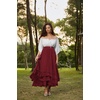 image:imageScarlet Darkness Maxi Skirts for Women Renaissance Long Flowy Tiered SkirtDeep Red