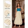 image:imageScarlet Darkness Maxi Skirts for Women Renaissance Long Flowy Tiered SkirtLight Beige
