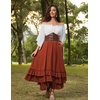 image:imageScarlet Darkness Maxi Skirts for Women Renaissance Long Flowy Tiered SkirtOrange Red