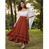 image:imageScarlet Darkness Maxi Skirts for Women Renaissance Long Flowy Tiered SkirtOrange Red