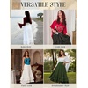 image:imageScarlet Darkness Maxi Skirts for Women Renaissance Long Flowy Tiered SkirtOrange Red