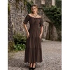 image:imageScarlet Darkness Off Shoulder Puff Sleeve Renaissance Cottage Pirate DressDark Brown