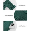 image:imageScarlet Darkness Off Shoulder Puff Sleeve Renaissance Cottage Pirate DressDark Green
