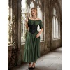 image:imageScarlet Darkness Off Shoulder Puff Sleeve Renaissance Cottage Pirate DressOlive