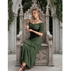 image:imageScarlet Darkness Off Shoulder Puff Sleeve Renaissance Cottage Pirate DressOlive