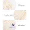 image:imageScarlet Darkness Off Shoulder Puff Sleeve Renaissance Cottage Pirate DressOyster White