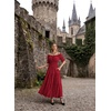 image:imageScarlet Darkness Off Shoulder Puff Sleeve Renaissance Cottage Pirate DressRed