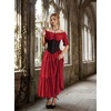 image:imageScarlet Darkness Off Shoulder Puff Sleeve Renaissance Cottage Pirate DressRed
