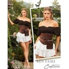 image:imageScarlet Darkness Off the Shoulder Tops for Women Renaissance Pirate ShirtDark Brown