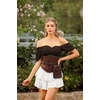 image:imageScarlet Darkness Off the Shoulder Tops for Women Renaissance Pirate ShirtDark Brown