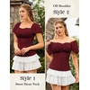 image:imageScarlet Darkness Off the Shoulder Tops for Women Renaissance Pirate ShirtDark Red