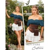 image:imageScarlet Darkness Off the Shoulder Tops for Women Renaissance Pirate ShirtPeacock Blue