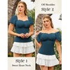 image:imageScarlet Darkness Off the Shoulder Tops for Women Renaissance Pirate ShirtPeacock Blue