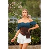 image:imageScarlet Darkness Off the Shoulder Tops for Women Renaissance Pirate ShirtPeacock Blue