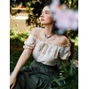 image:imageScarlet Darkness Peasant Blouse for Women Off Shoulder Cotton Summer TopsApricot