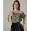 image:imageScarlet Darkness Peasant Blouse for Women Off Shoulder Cotton Summer TopsArmy Green