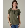 image:imageScarlet Darkness Peasant Blouse for Women Off Shoulder Cotton Summer TopsArmy Green