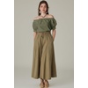 image:imageScarlet Darkness Peasant Blouse for Women Off Shoulder Cotton Summer TopsArmy Green