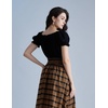 image:imageScarlet Darkness Peasant Blouse for Women Off Shoulder Cotton Summer TopsBlack