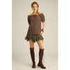 image:imageScarlet Darkness Peasant Blouse for Women Off Shoulder Cotton Summer TopsCoffee