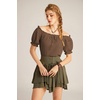 image:imageScarlet Darkness Peasant Blouse for Women Off Shoulder Cotton Summer TopsCoffee