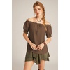 image:imageScarlet Darkness Peasant Blouse for Women Off Shoulder Cotton Summer TopsCoffee