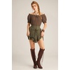 image:imageScarlet Darkness Peasant Blouse for Women Off Shoulder Cotton Summer TopsCoffee